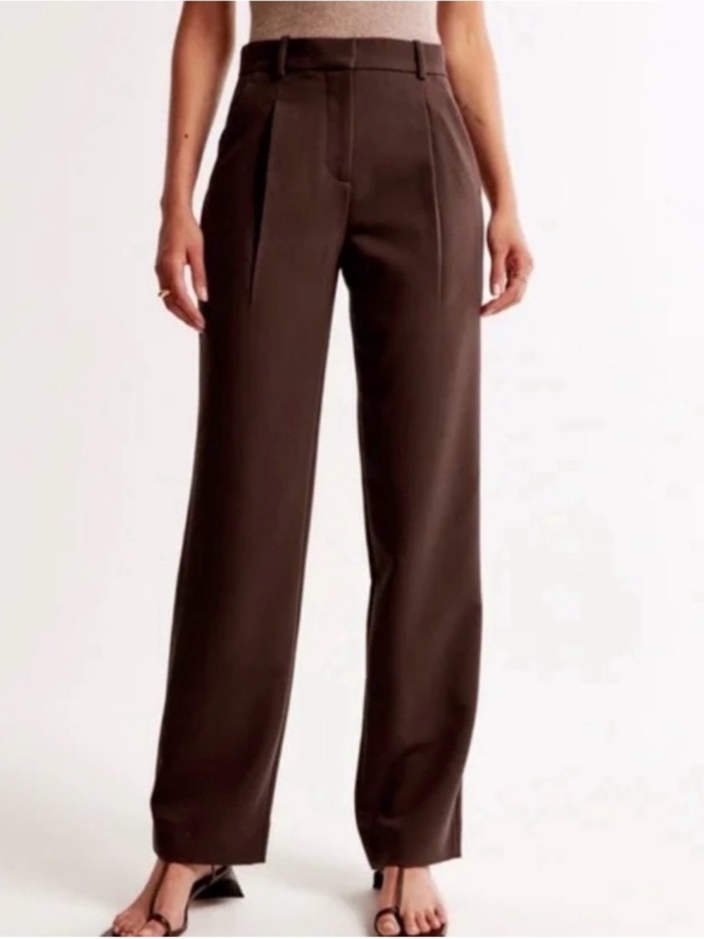 Abercrombie & Fitch Dress Pants Trousers High Rise Straight Leg Brown Size 26 - Picture 8 of 8